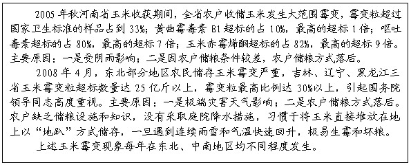專欄1：部分省份農戶儲糧霉變案例 