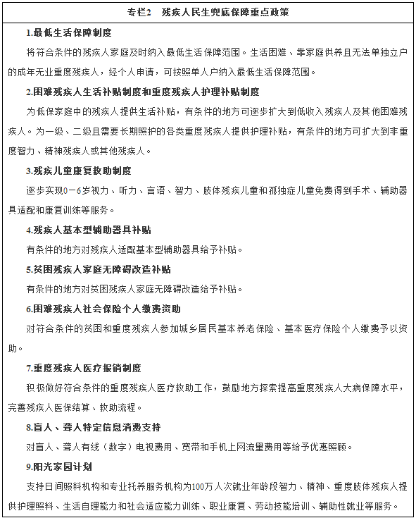專欄2殘疾人民生兜底保障重點(diǎn)政策
