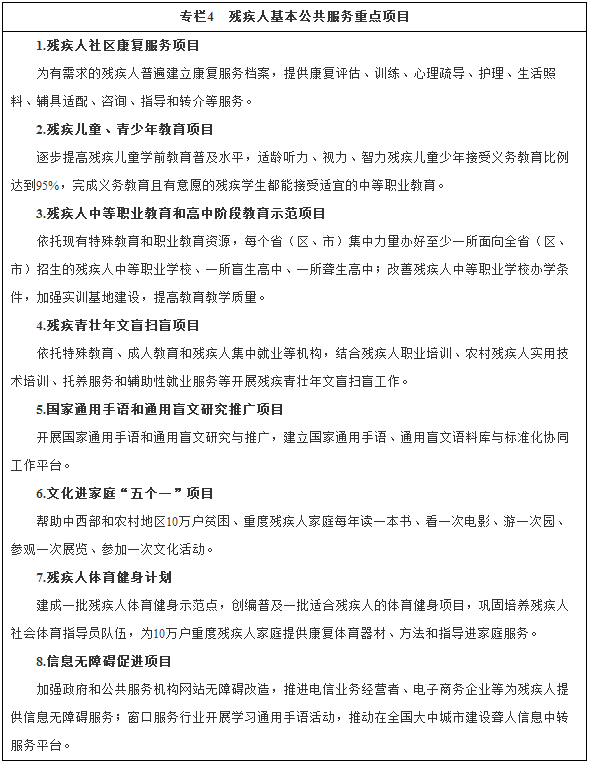專欄4殘疾人基本公共服務(wù)重點(diǎn)項(xiàng)目