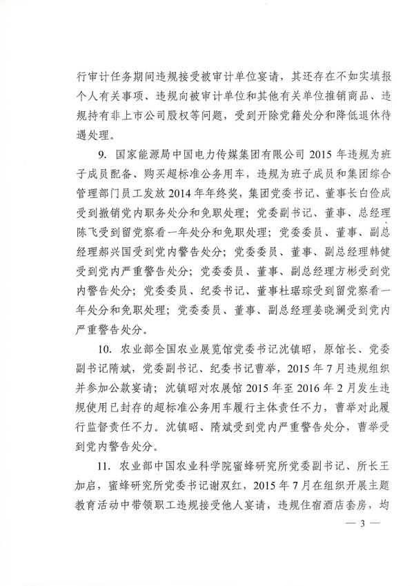 國紀工發(fā)〔2016〕29號《中央國家機關紀工委關于11起違反中央八項規(guī)定精神案件的通報 》3