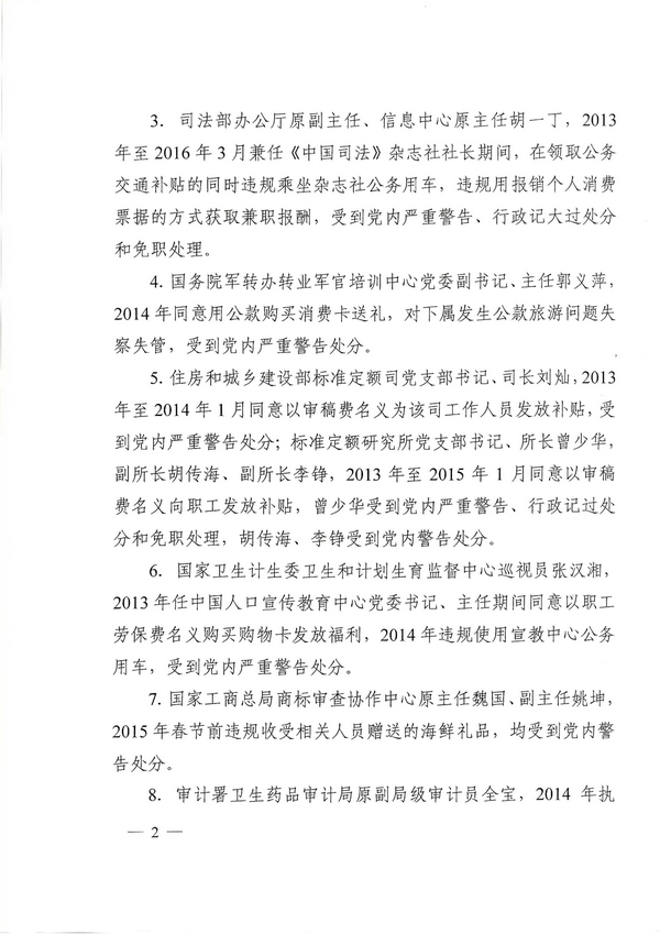 國紀工發(fā)〔2016〕29號《中央國家機關紀工委關于11起違反中央八項規(guī)定精神案件的通報 》2